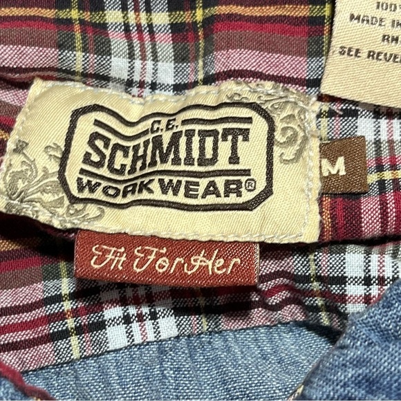 CE Schmidt Workwear Fit For Her Womens Medium Blue Denim Button Front Shirt - Picture 4 of 12